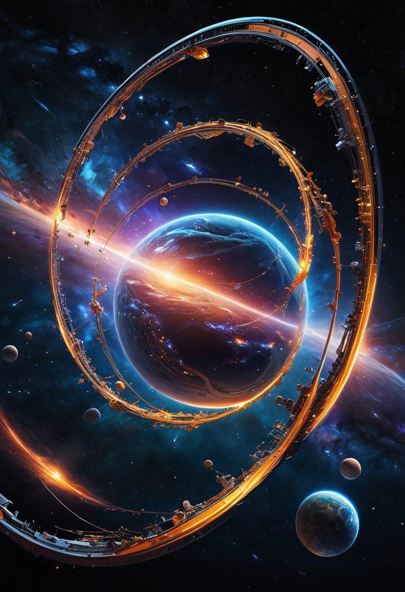 A futuristic digital galaxy filled with vibrant stars representing various web development tools and technologies orbiting around a central glowing planet symbolizing cutting-edge web practices; coding frameworks and UI elements intertwined in the stardust. super-realistic. vibrant colors. dark background.